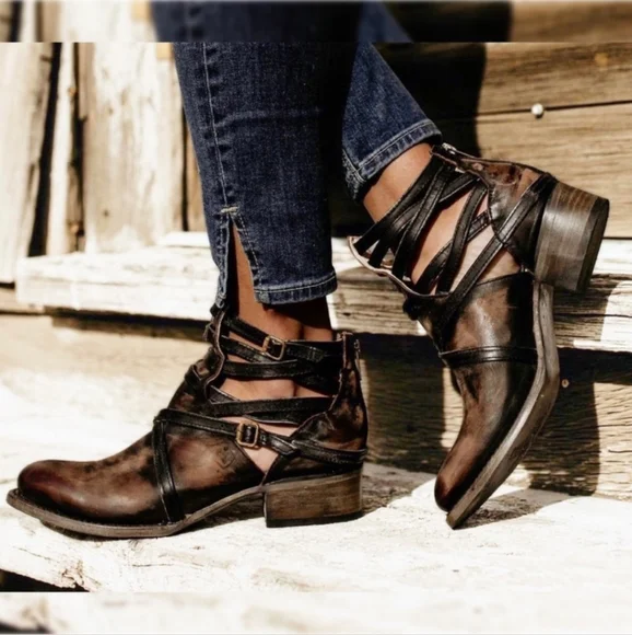 FREEBIRD by Steven FB Stair Ankle Boots 8 Distressed Leather - Picture 1 of 5